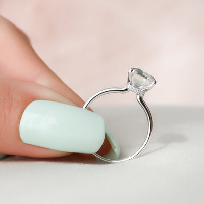 4.5 CT Emerald Cut Hidden Halo Moissanite Engagement Ring