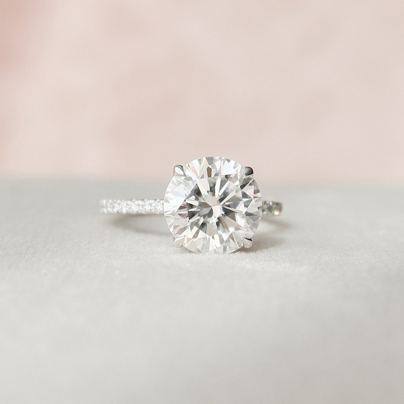 2.50CT Round Cut Hidden Halo Moissanite Engagement Ring