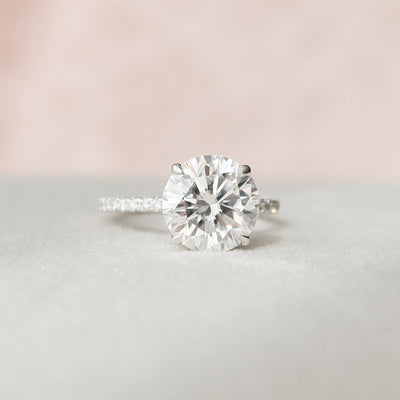 2.50CT Round Cut Hidden Halo Moissanite Engagement Ring