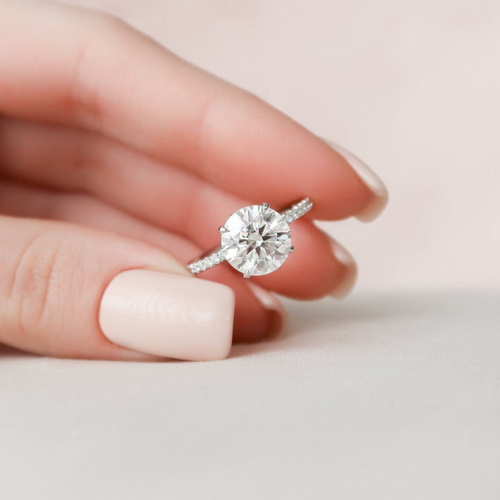 2.50CT Round Cut Hidden Halo Moissanite Engagement Ring
