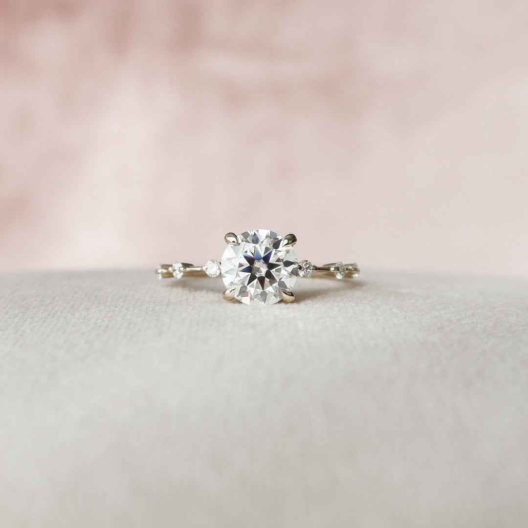 2.0CT Round Cut Moissanite Hidden Halo Engagement Ring
