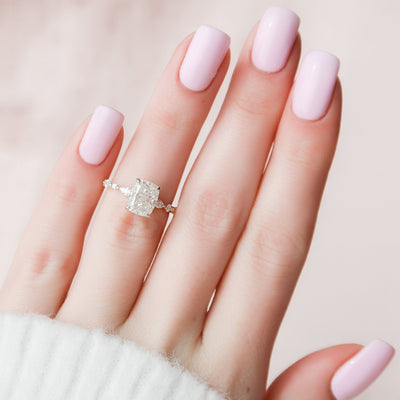 2.50CT Elongated Cushion Cut Pave Moissanite Engagement Ring