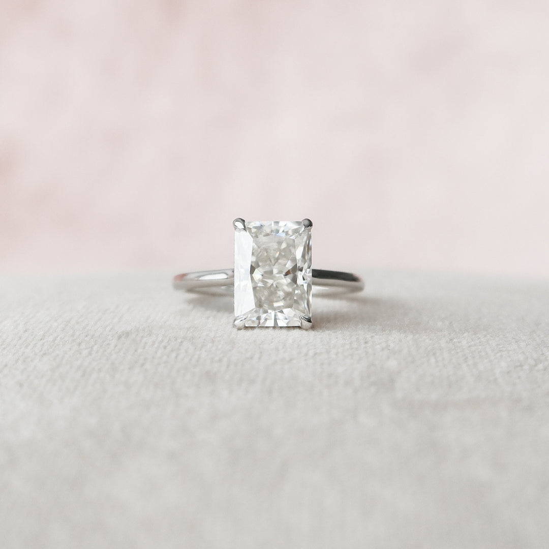 4.0CT Radiant Cut Hidden Halo Moissanite Engagement Ring