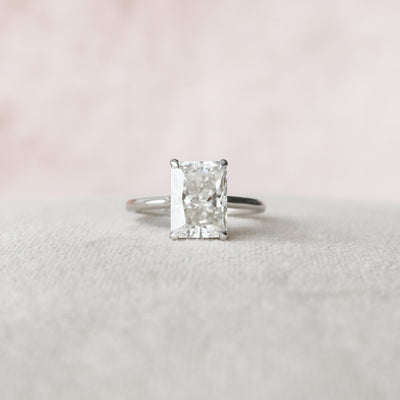 4.0CT Radiant Cut Hidden Halo Moissanite Engagement Ring