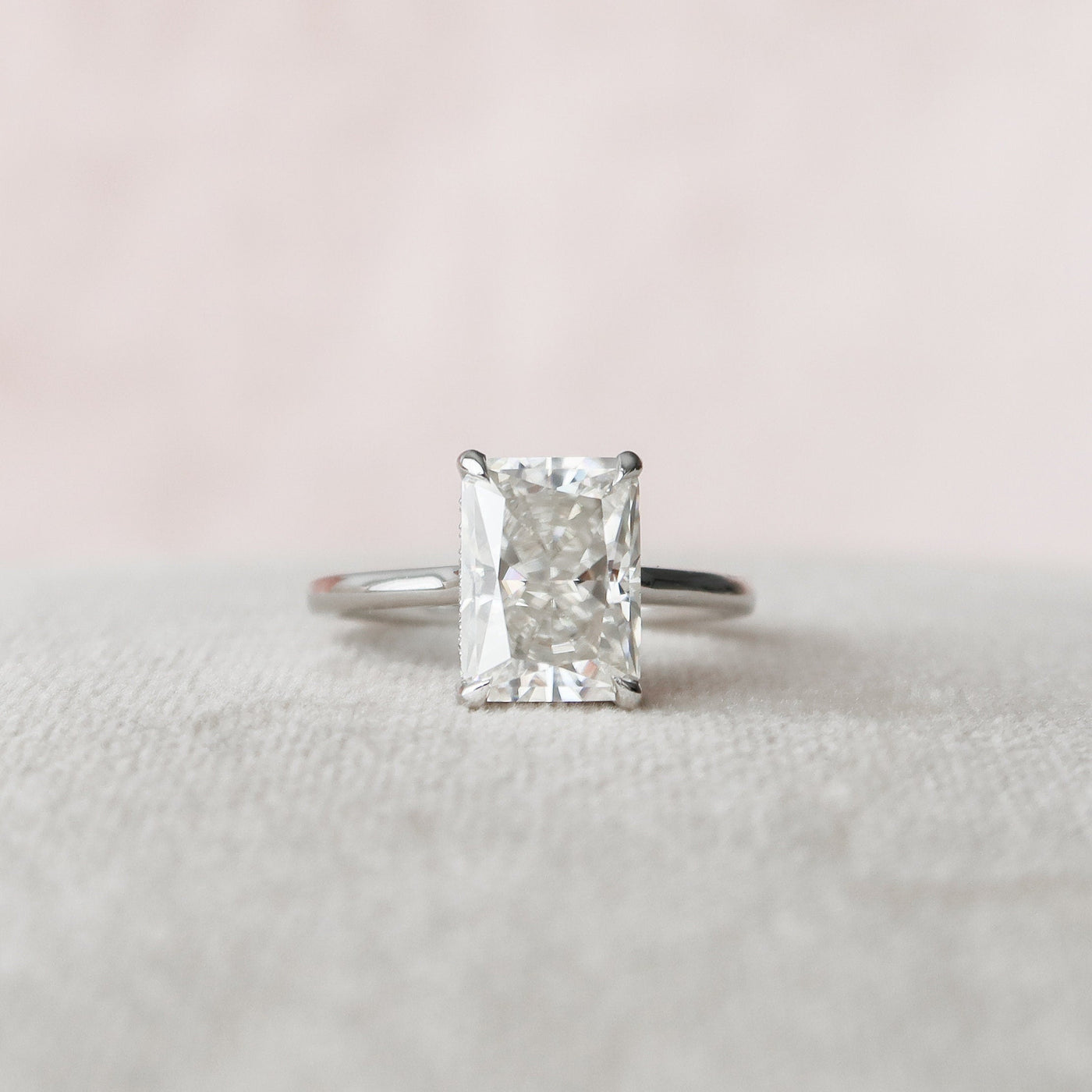 4.0CT Radiant Cut Hidden Halo Moissanite Engagement Ring