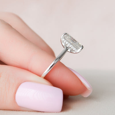 4.0CT Radiant Cut Hidden Halo Moissanite Engagement Ring