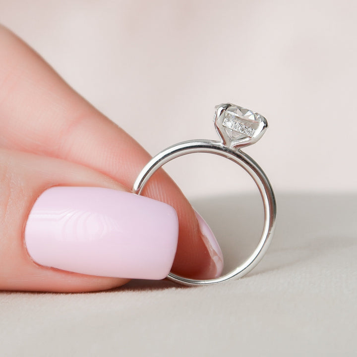 2.0CT Round Cut Hidden Halo Moissanite Engagement Ring