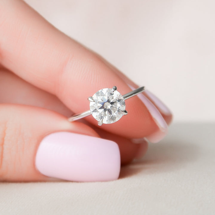 2.0CT Round Cut Hidden Halo Moissanite Engagement Ring