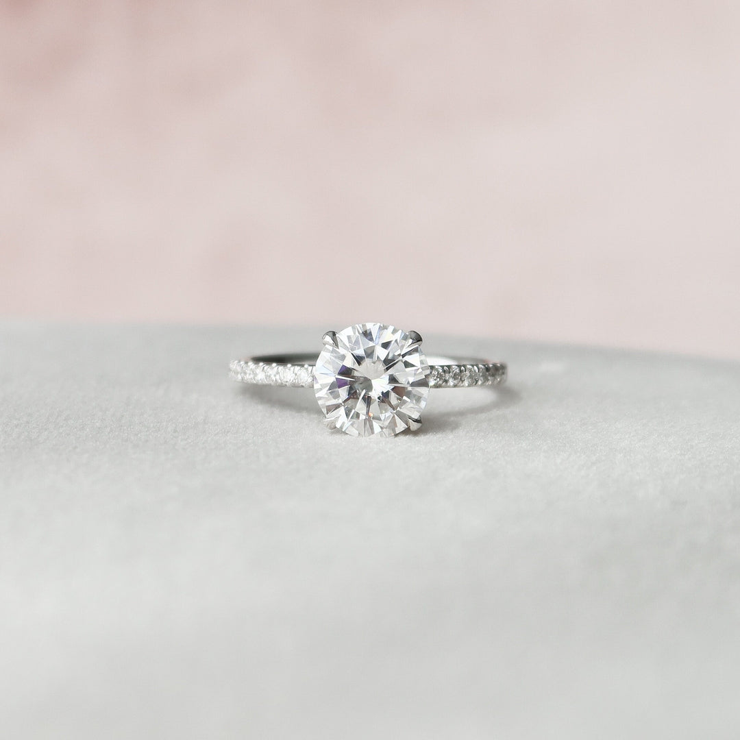 2.0CT Round Cut Hidden Halo Moissanite Engagement Ring