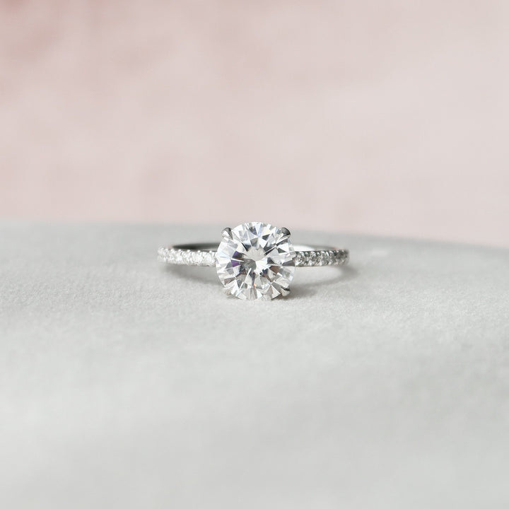 2.0CT Round Cut Hidden Halo Moissanite Engagement Ring