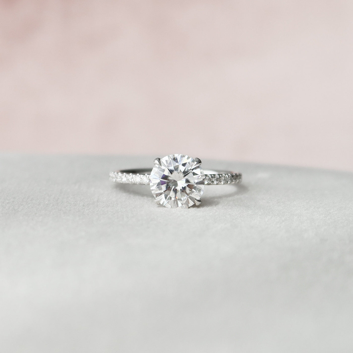 2.0CT Round Cut Hidden Halo Moissanite Engagement Ring