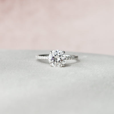 2.0CT Round Cut Hidden Halo Moissanite Engagement Ring