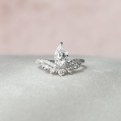 0.95ct Chevron Pear Cut Moissanite Diamond Engagement Ring