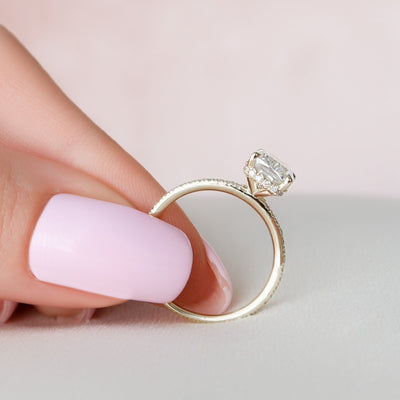 2 CT Hidden Halo Cushion cut  Moissanite  Engagement Ring