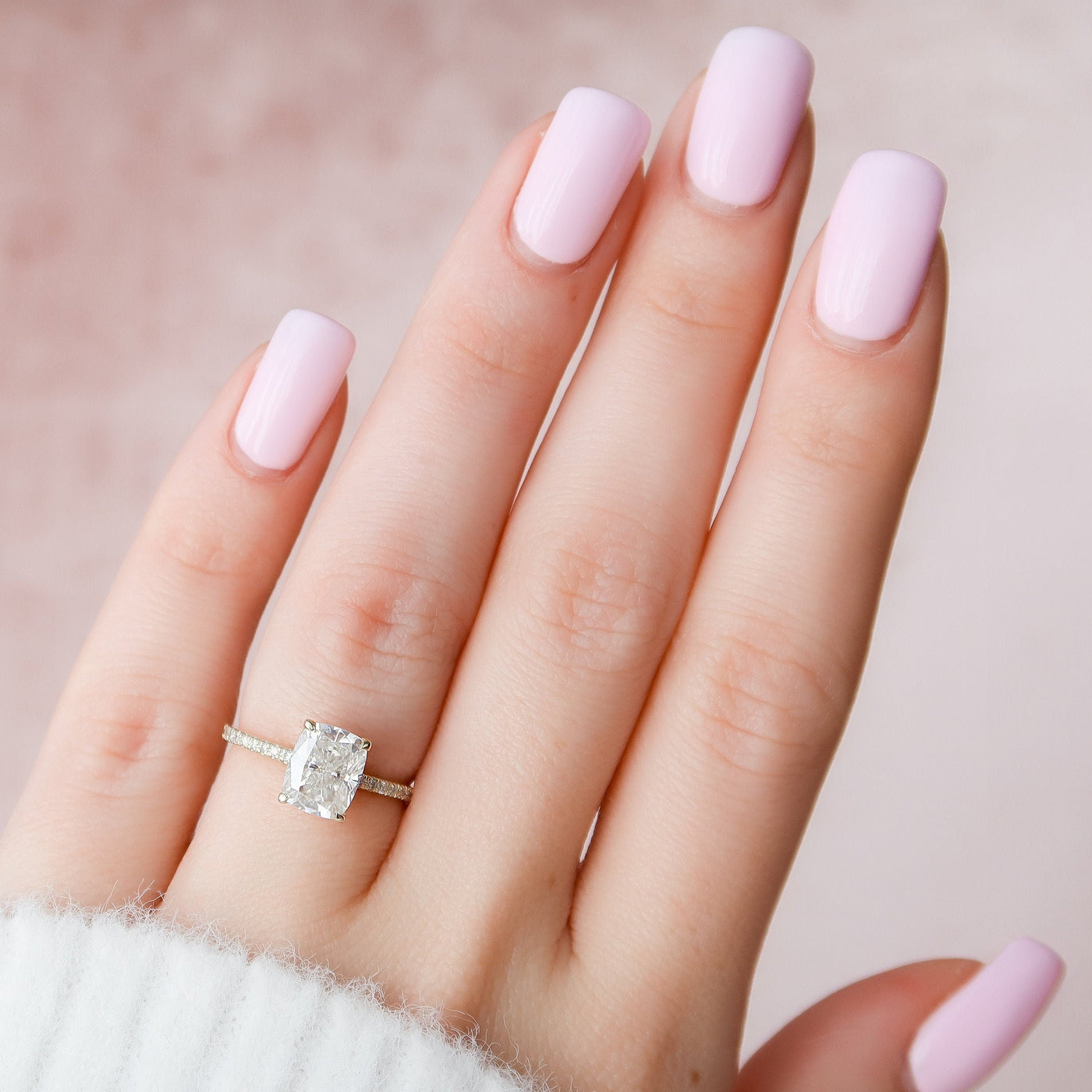 2 CT Hidden Halo Cushion cut  Moissanite  Engagement Ring