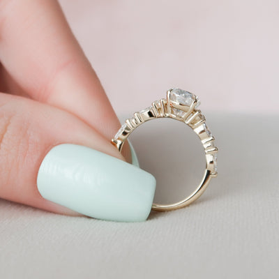 2.0CT Oval Moissanite Diamond Cluster Engagement Ring