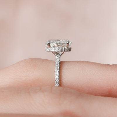 1.5 CT Oval cut Hidden Halo Moissanite Engagement Ring