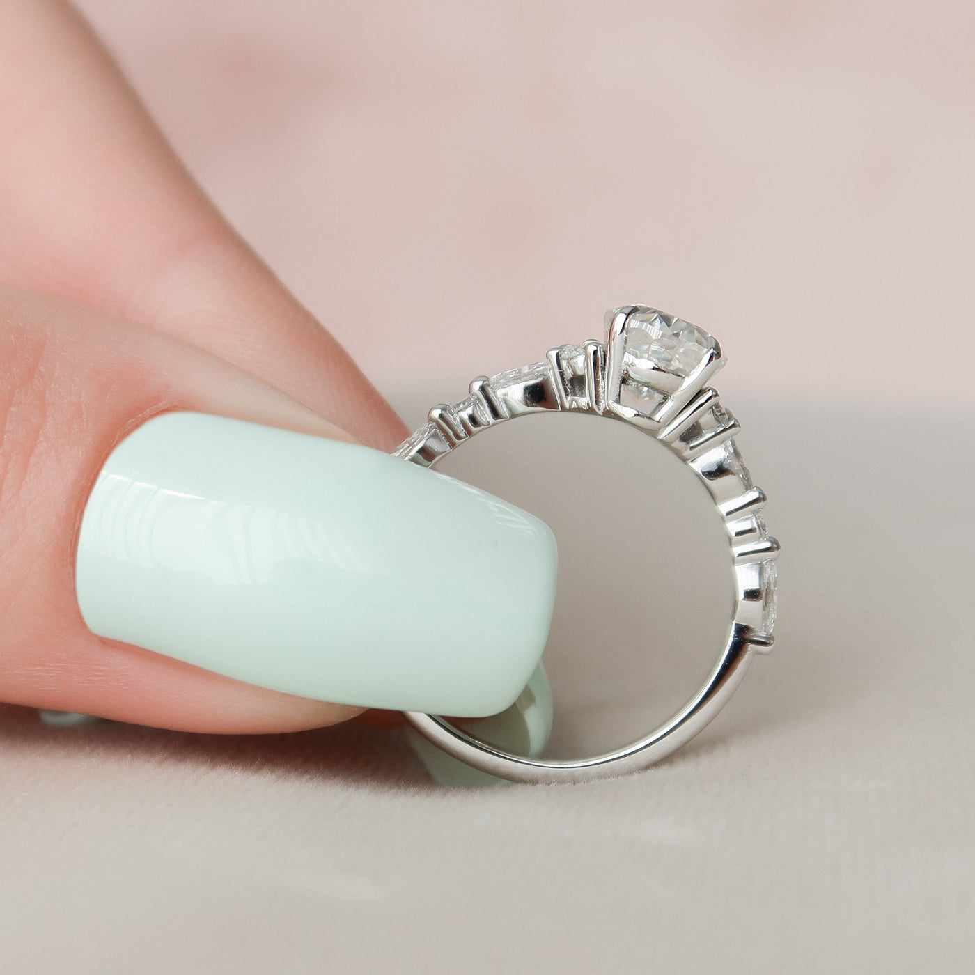 1.5 CT Oval Cut Moissanite Engagement Ring