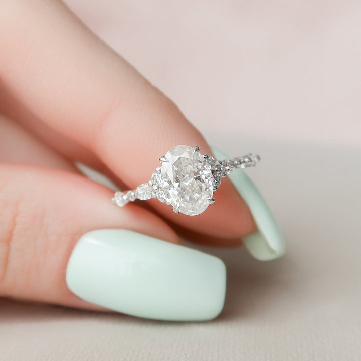 1.5 CT Oval Cut Moissanite Engagement Ring