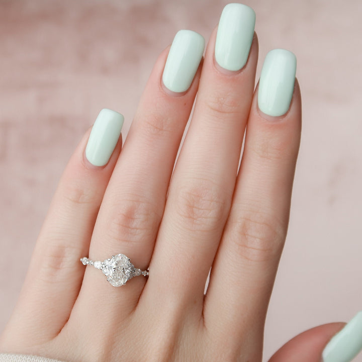 1.50CT Oval Cut Cluster Moissanite Diamond Engagement Ring