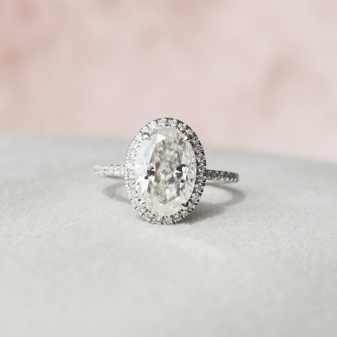 2.50CT Oval Cut Halo Moissanite Diamond Engagement Ring