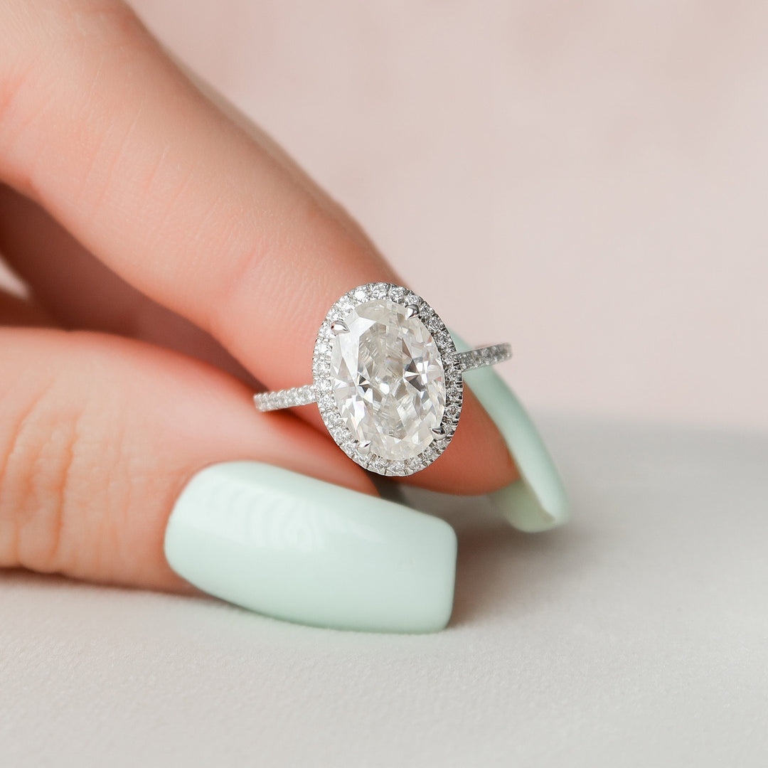 2.50CT Oval Cut Halo Moissanite Diamond Engagement Ring
