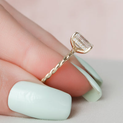 2 CT Emerald Cut Braided Moissanite Engagement Ring