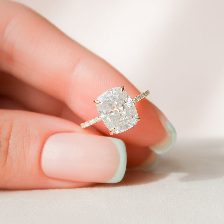 4.5 CT  Elongated Cushion Cut Moissanite Engagement Ring