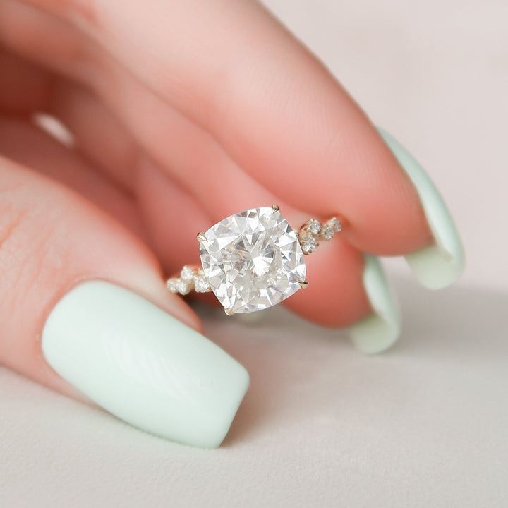 4 CT Cushion cut  Moissanite Engagement Ring