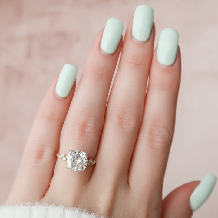 4 CT Cushion cut  Moissanite Engagement Ring