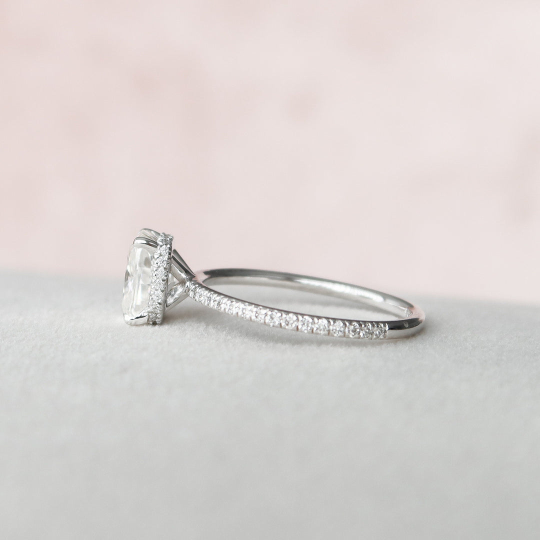 2 CT Hidden Halo Cushion cut  Moissanite  Engagement Ring