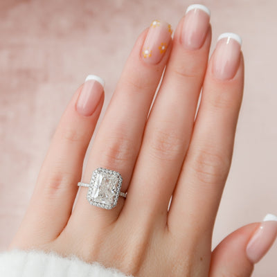 5 CT Radiant Cut Halo Moissanite Engagement Ring
