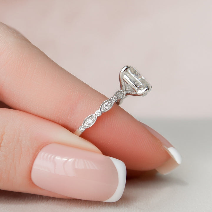 2.5 CT Elongated Cushion cut Art Deco Moissanite Engagement Ring