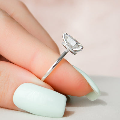 1.50CT Pear Cut Moissanite Hidden Halo Engagement Ring