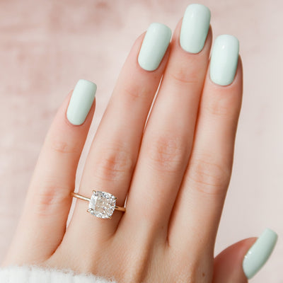 4.0CT Cushion Cut Hidden Halo Moissanite Diamond Engagement Ring