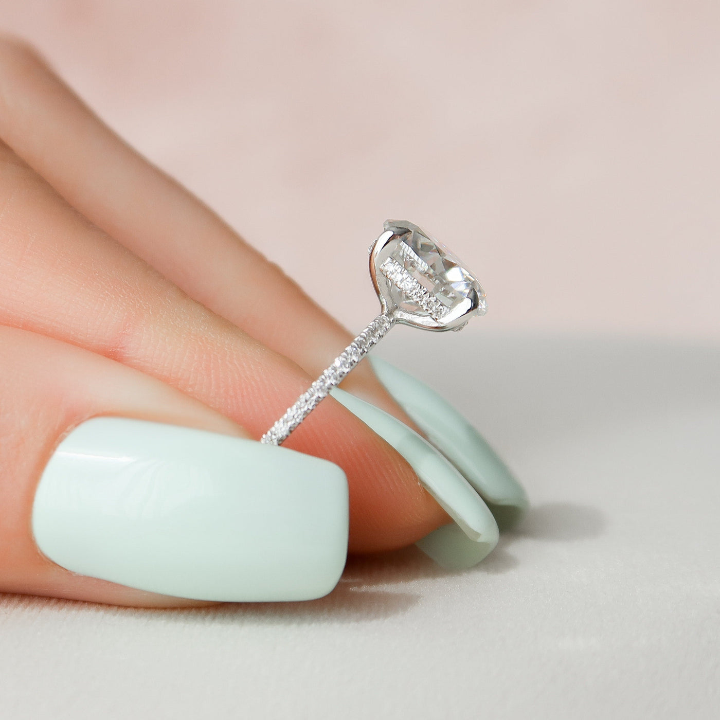 3.50CT Round Cut Moissanite Hidden Halo Engagement Ring