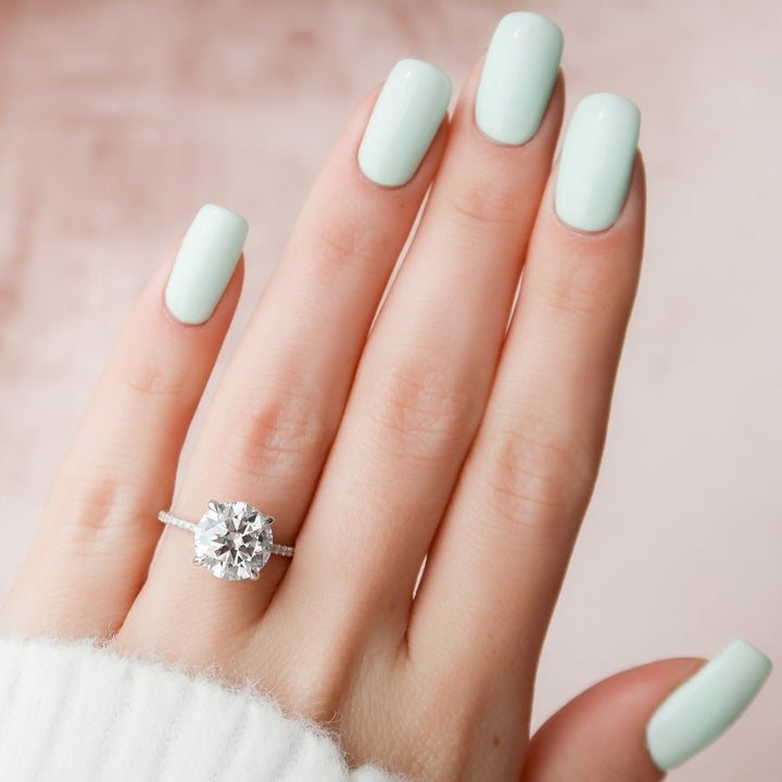 3.50CT Round Cut Moissanite Hidden Halo Engagement Ring