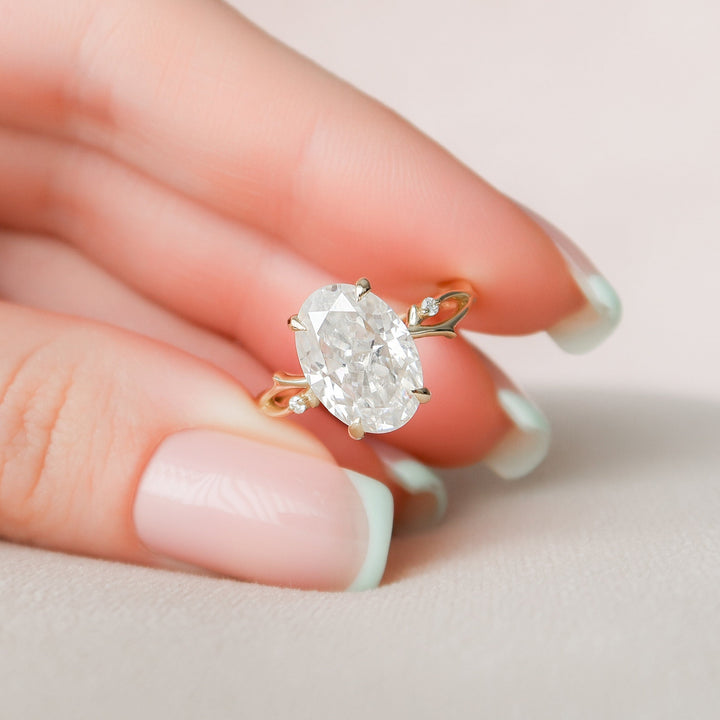 4.0CT Oval Cut Moissanite Branches Engagement Ring