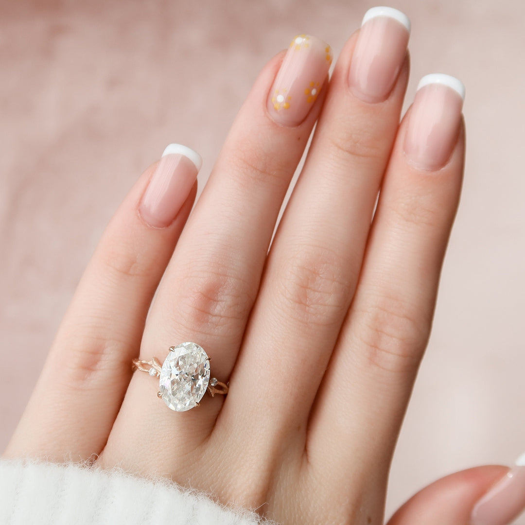 4.0CT Oval Cut Moissanite Branches Engagement Ring