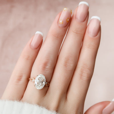 4.0CT Oval Cut Moissanite Branches Engagement Ring