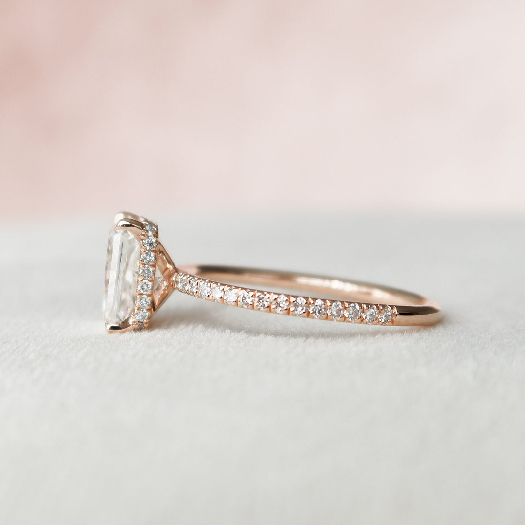 2 CT Radiant Cut Hidden Halo Moissanite Engagement Ring