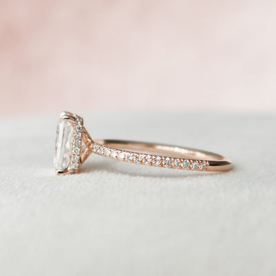 2 CT Radiant Cut Hidden Halo Moissanite Engagement Ring