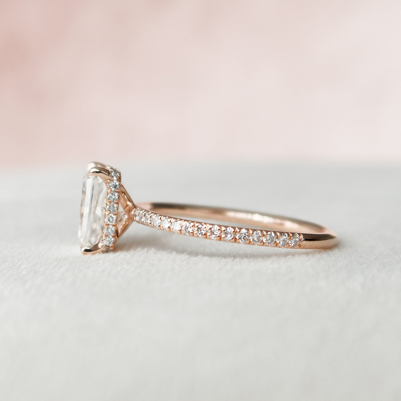 2.0CT Radiant Cut Hidden Halo Moissanite Diamond Engagement Ring