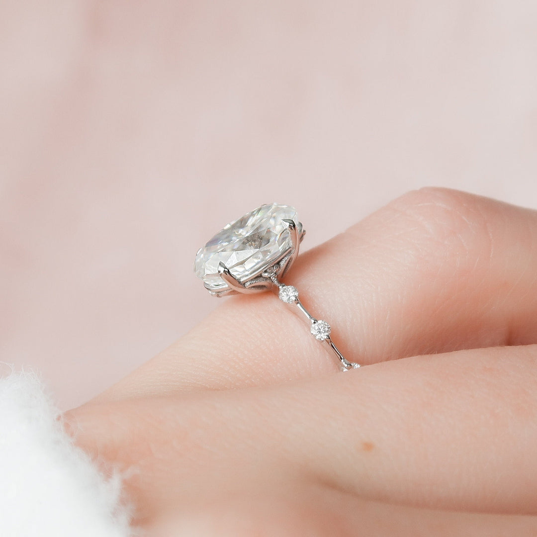 3.0CT Oval Cut Vintage Inspired Moissanite Engagement Ring