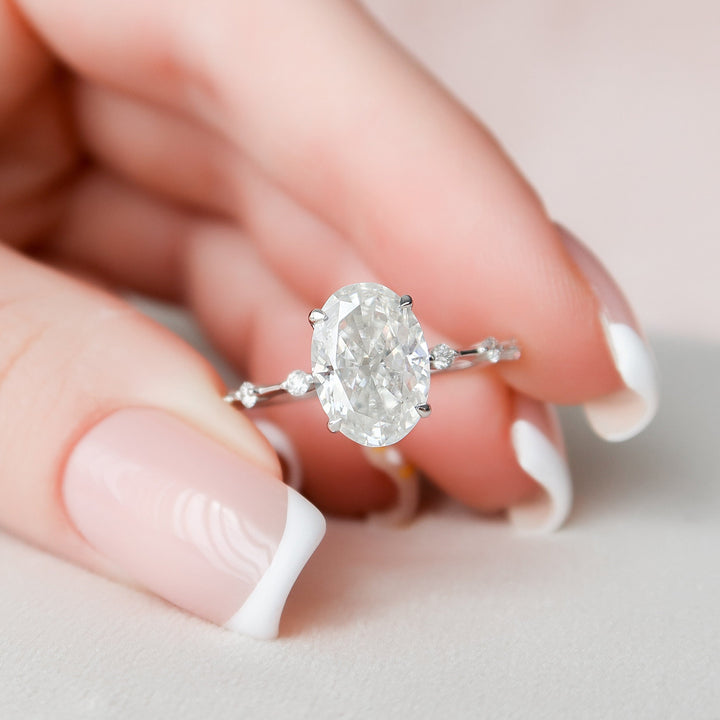 3.0CT Oval Cut Vintage Inspired Moissanite Engagement Ring