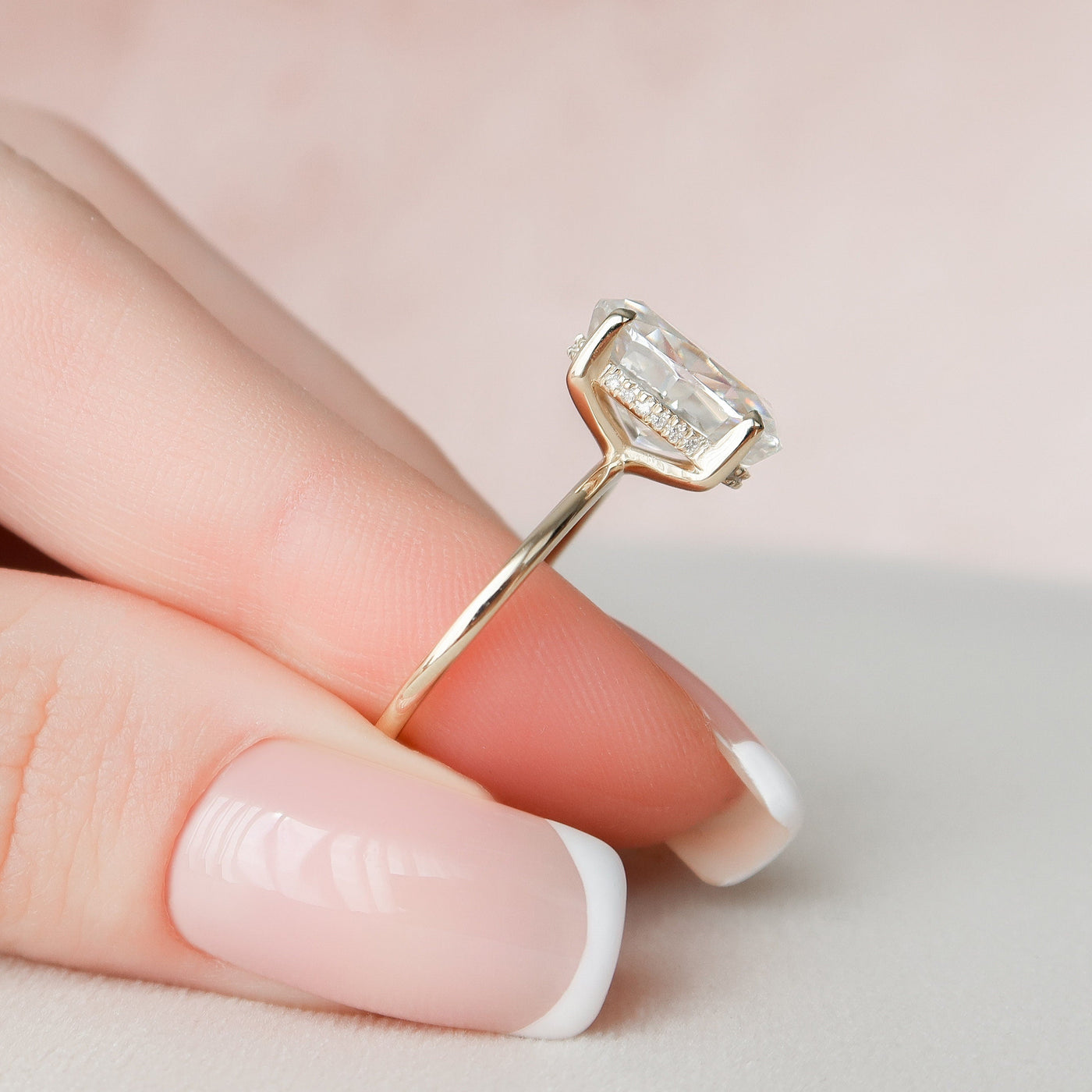 3.5 CT Oval Cut Moissanite Hidden Halo Engagement Ring