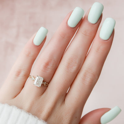 2 CT Radiant Cut Twig Moissanite Engagement  Ring