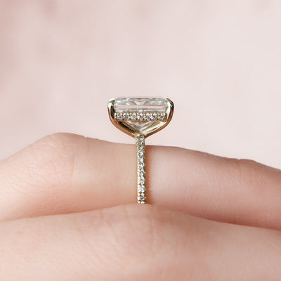 3.50CT Radiant Cut Hidden Halo Moissanite Engagement Ring