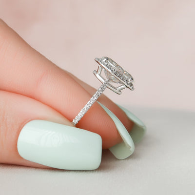 2.50CT Oval Cut Halo Moissanite Diamond Engagement Ring