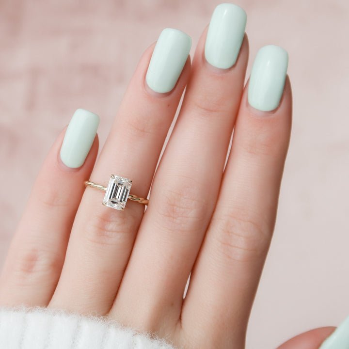 2 CT Emerald Cut Braided Moissanite Engagement Ring